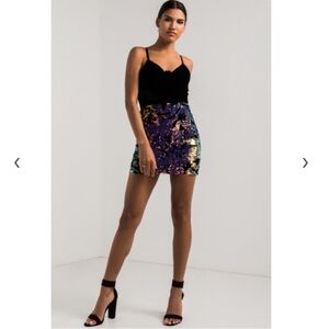 Meek Date Night Black Velvet Sleeveless Sequin Tight Mini Cocktail Dress